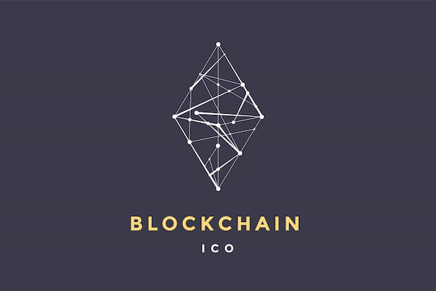 Etichetta modello per tecnologia blockchain. rombo con linee collegate per marchio, etichetta, logotipo del simbolo del blocco contratto intelligente. per transazioni decentralizzate. illustrazione