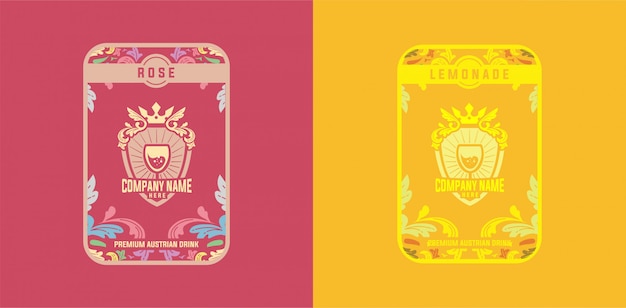 Template label drink rose lemonade vintage colorful