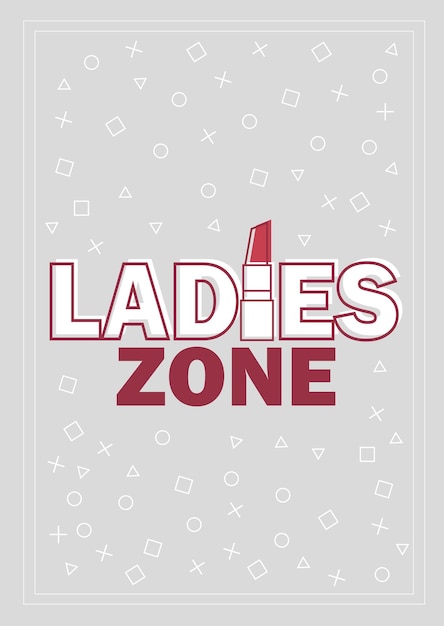 Template for ladies zone concept vector illustration in grey and red