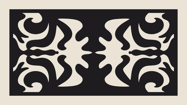 Template of laser cut panel with vintage baroque ornament