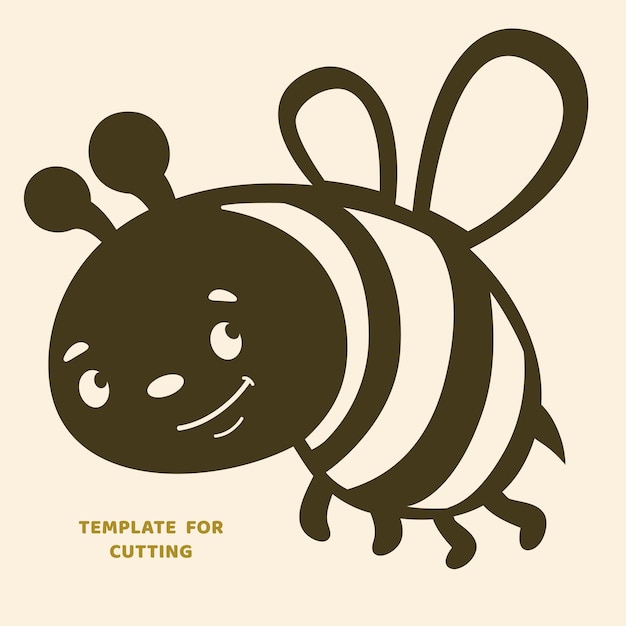 Template for laser cutting, wood carving, paper cut. Silhouettes for cutting. Bee vector stencil.