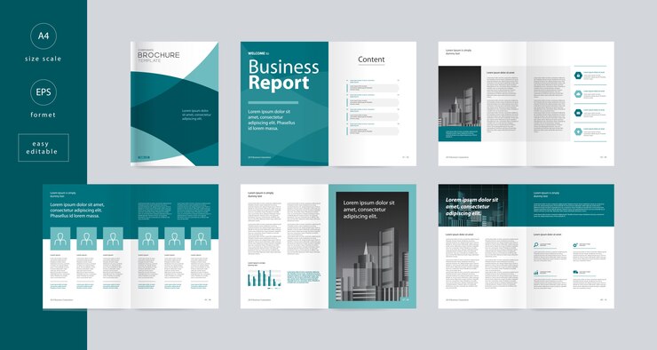 template layout design with cover page for business brochure editable