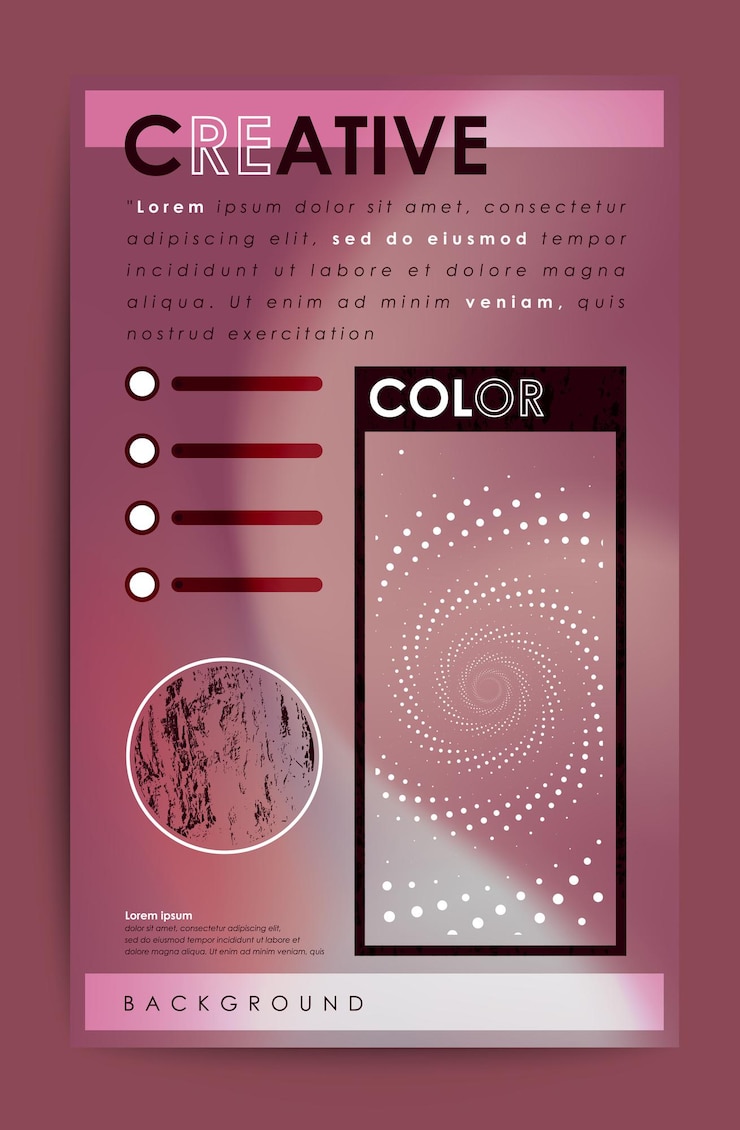 Vector template layout design with cover page shades of red gradient background pattern