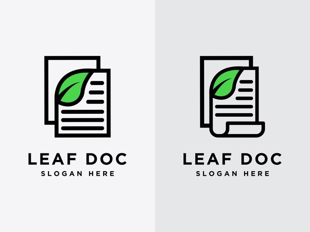 Template leaf document design logo natural data logo symbol document logo