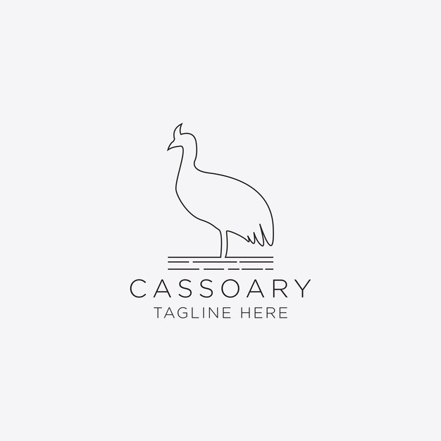 Vector template line art logo concept of a cassowary a bird from indonesia