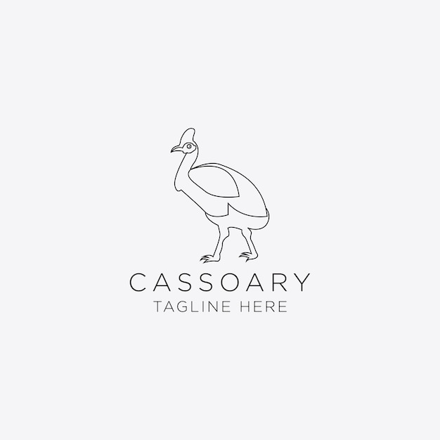 Template Line art logo concept of a cassowary a bird from Indonesia