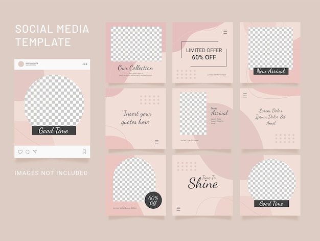 Vector template liquid element social media feed fashion set