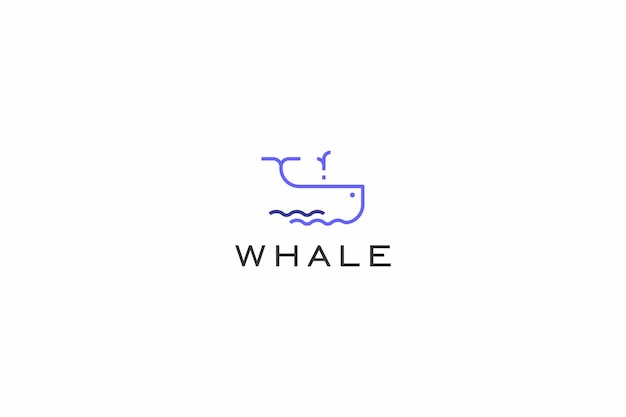 Template logo design solution with whale on water simple picture