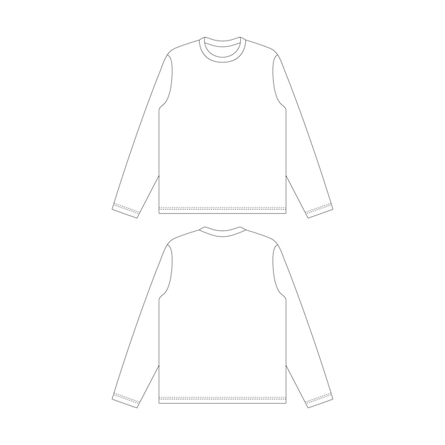 Vector template long sleeve tshirt vector illustration flat sketch design outline