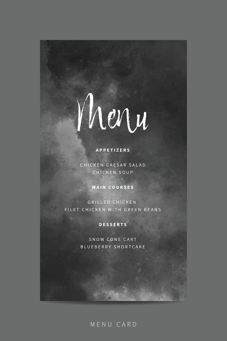 Vector template menu card wedding with abstract watercolor