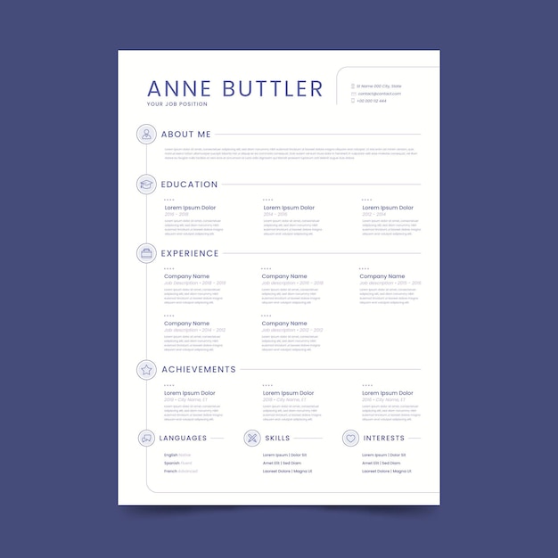 Vector template for minimalist cv