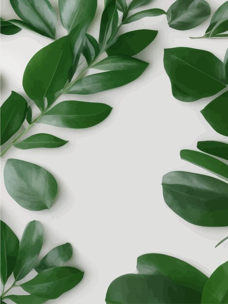 Vettore modello con prodotto cosmetico biologico naturale foglie verdi fresche cornice naturale naturale
