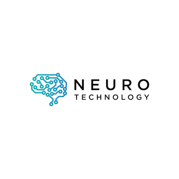 템플릿 신경 추상 두뇌 로고 디자인 기술 개념 그림