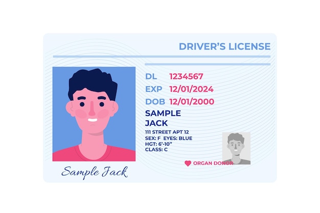 자동차 운전 면허증 플라스틱 카드의 템플릿입니다.