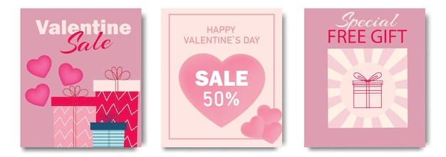 Template of Valentines Day sale background Romantische compositie van frame en banner voor korting