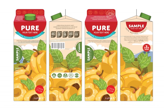 Template packaging design apricot juice