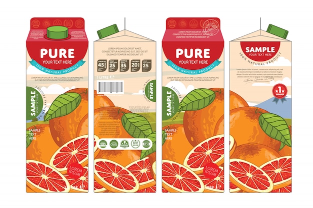 Template packaging design grapefruit juice