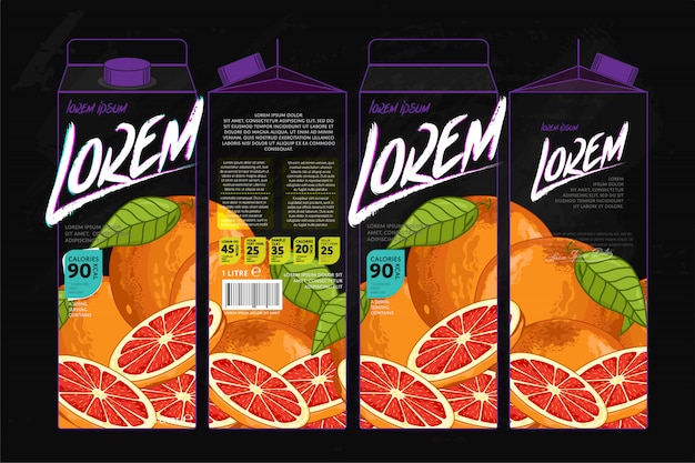 Vector template packaging of grapefruit juice