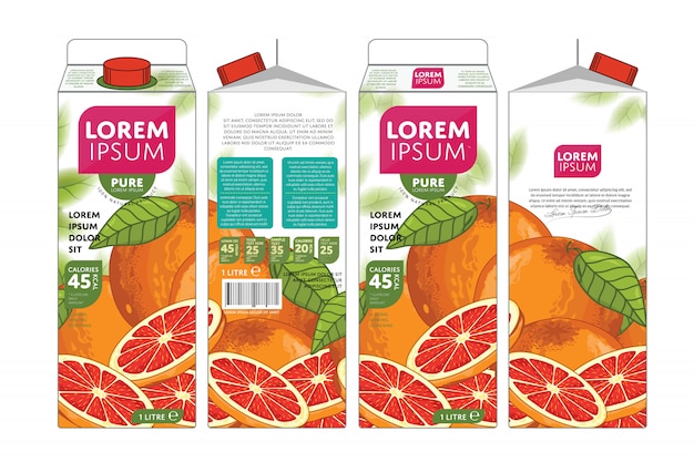 Vector template packaging of grapefruit juice