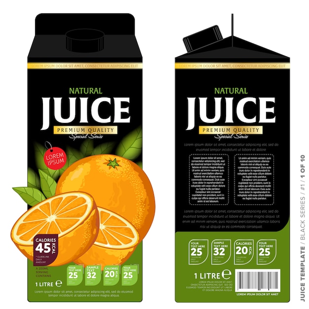 Template Packaging of Orange Juice