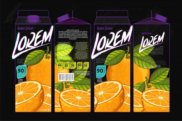 Vector template packaging of orange juice