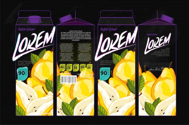 Vector template packaging of pear juice