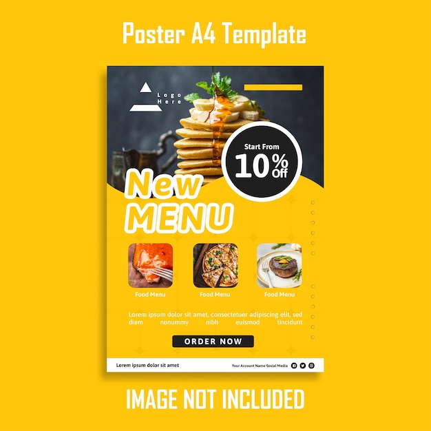 Vector template poster a4 for new menu restaurant