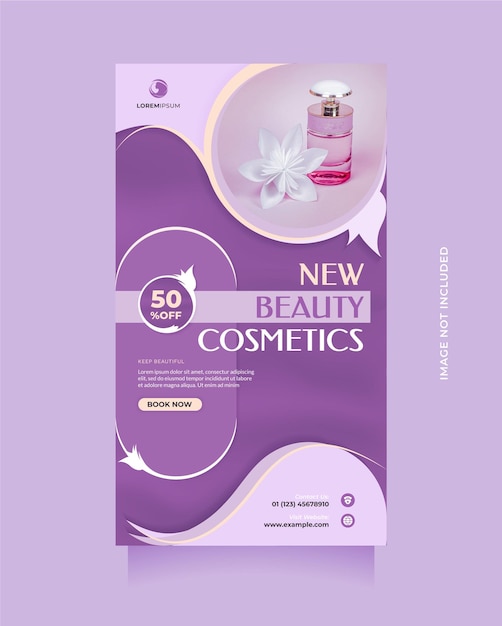 Vector template poster and banner social media story post for beauty sale promotion with beautiful purple