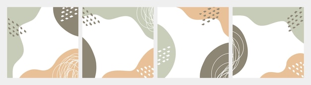 ボーホ様式のパステル色のテンプレートポスター 円と点の抽象的な形状