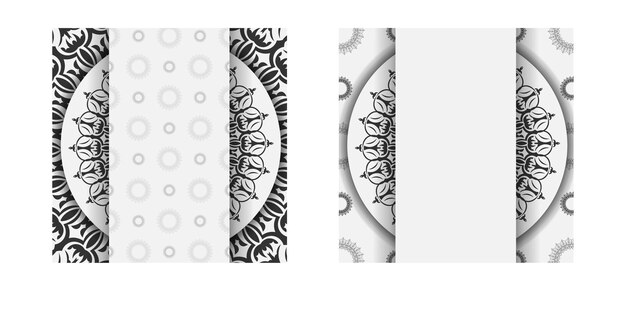 Template for print design postcards white colors with mandala ornament. preparing an invitation card with a place for your text and vintage patterns.