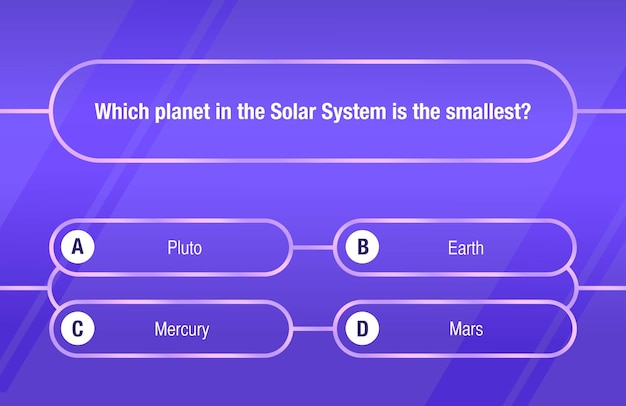 A template of questions and answer options for a quiz on a purple background test exam questions