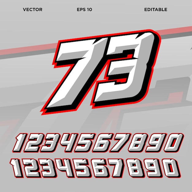 Template racing number effect vector editable