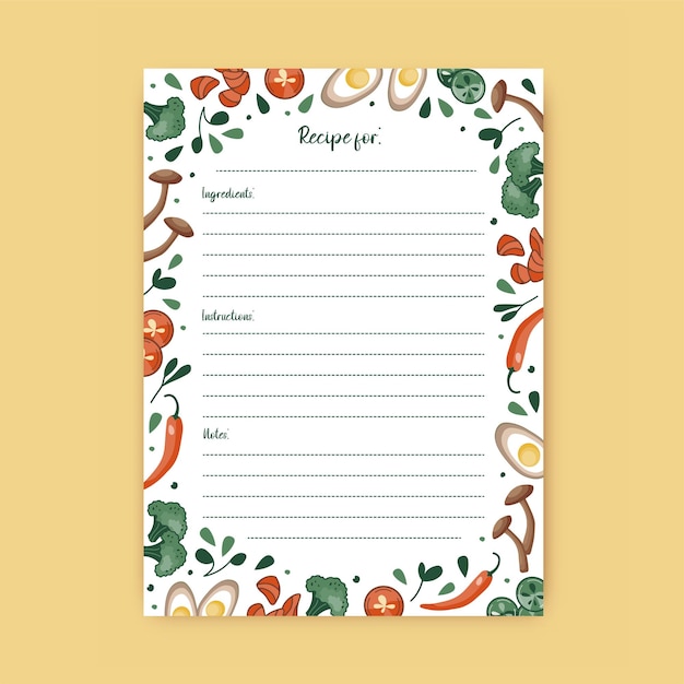 Vector template for a recipe book the blank page for your recipes cookbook vector