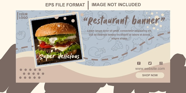 Template restaurant banner and media post template