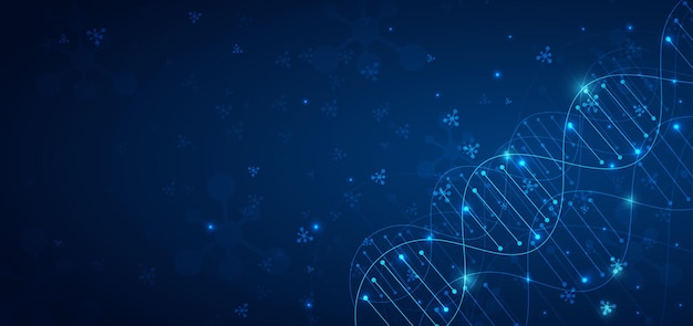 科学技術コンセプトのテンプレート または DNA 分子のバナー