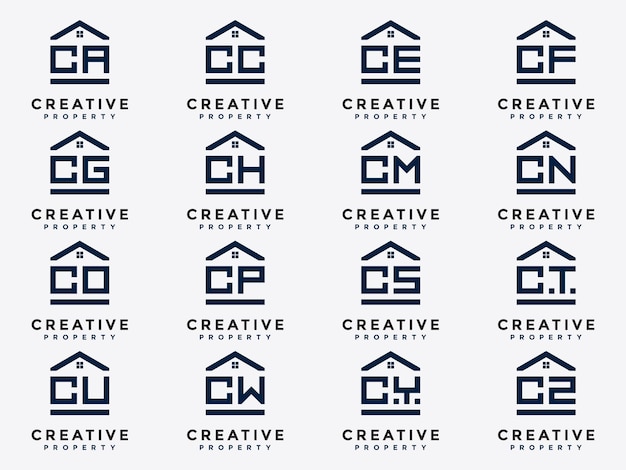 Template set logo collection c and etc monogram logo vector design property real estate