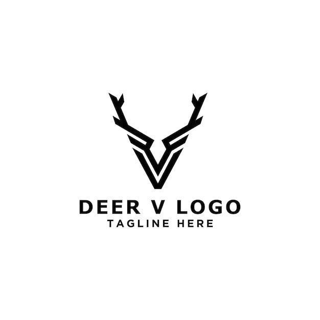 Vector template simple deer logo initials v linear force vector design