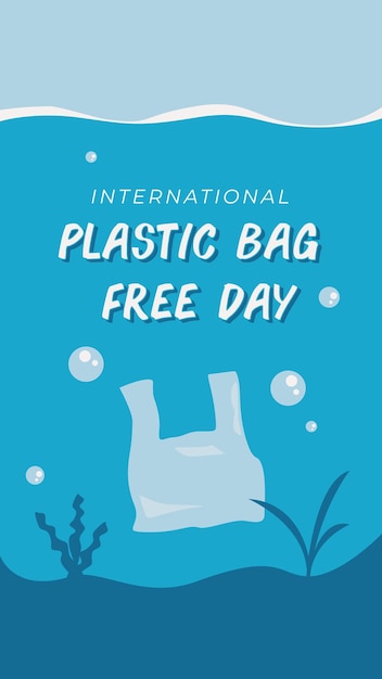 Vector template social media to celebration international plastic bag free day on 3rd july