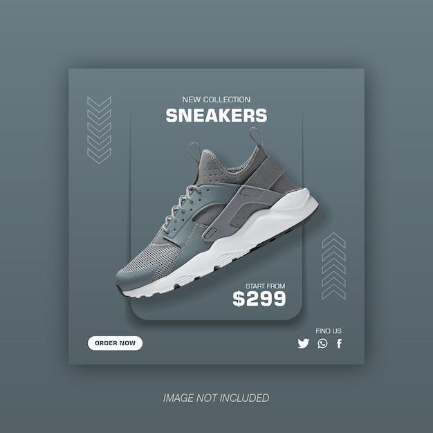 Vector template social media and instagram post for sneakers or shoe