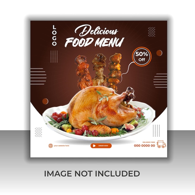 template for a social media post banner for restaurants and food menus
