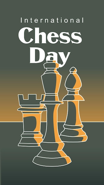 Vector template social media post for celebrating of international chess day on 20 july