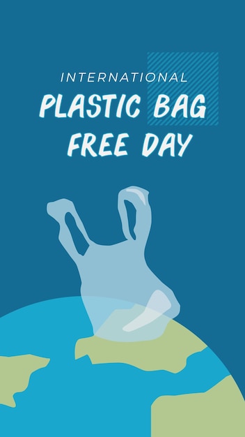 Вектор Шаблон социальных сетей для празднования международного дня без пластиковых пакетов 3 июля