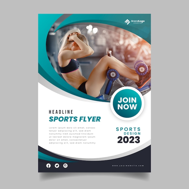 Vector template sport flyer with photo