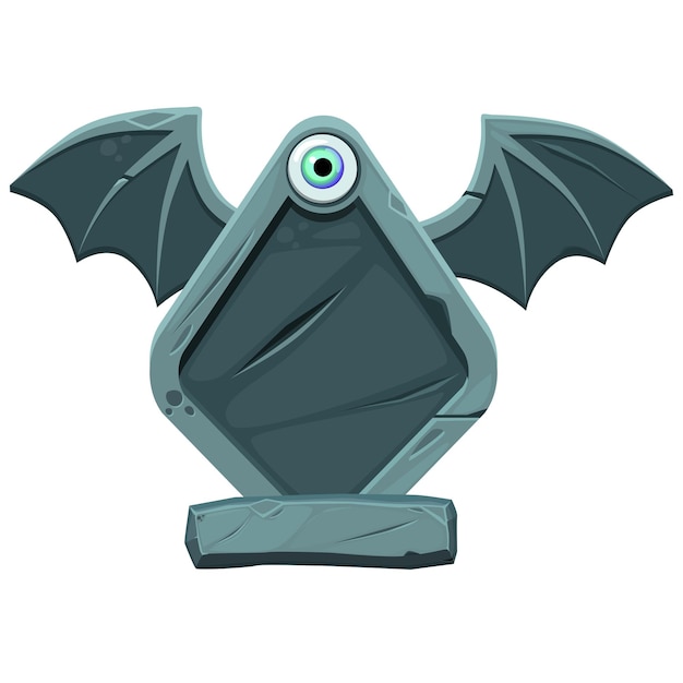 Template Stone shield with wings Halloween icon