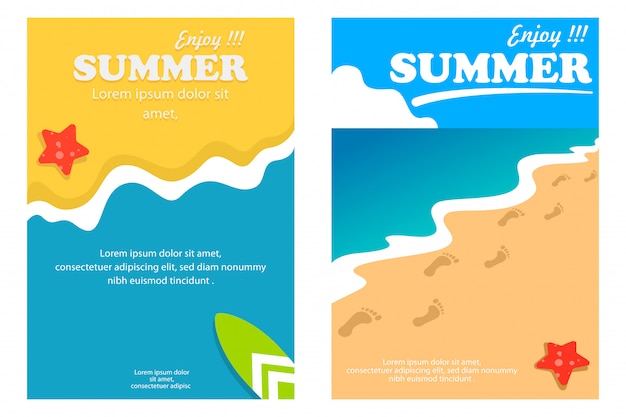 Template summer poster and banner with beach background