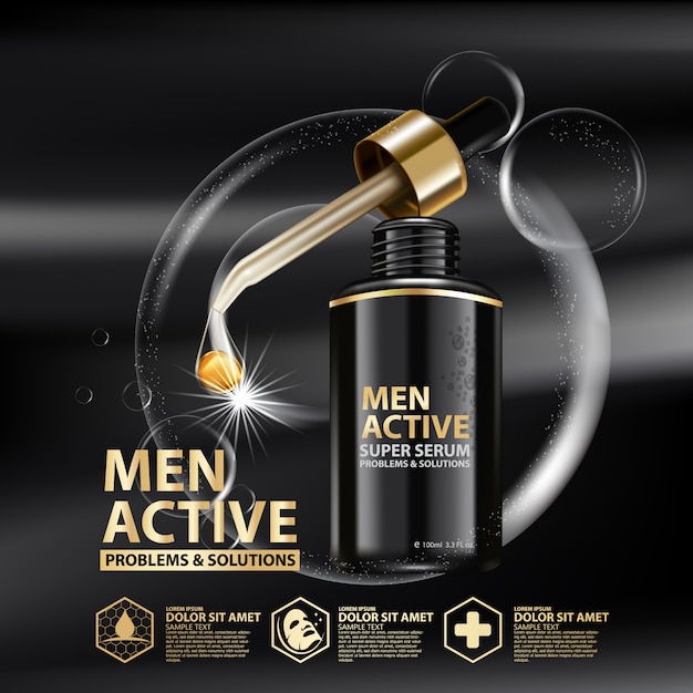 Template super serum package design for men