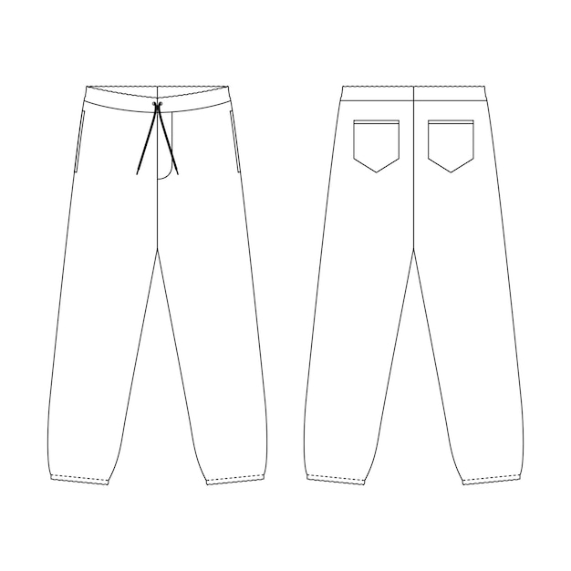 Vector template sweatpants vector illustration flat design outline clothing collection