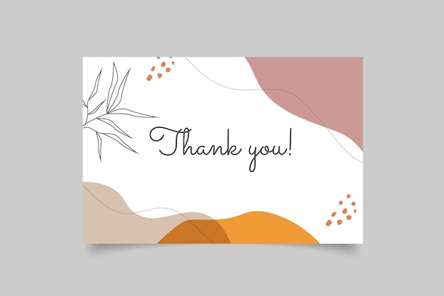 Vector template thank you card with hand drawn background