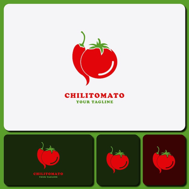 Modello logo design pomodoro e peperoncino verdure isolate