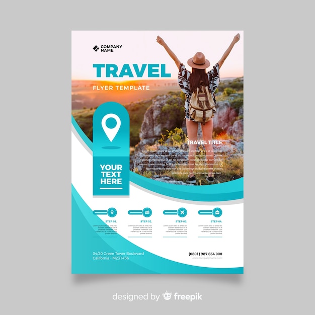 Vector template travel flyer with photo